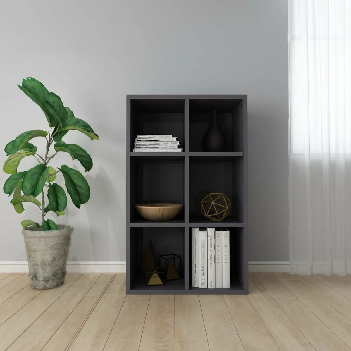 Furniture Limited - Boekenkast/dressoir 66x30x97,8 Cm Bewerkt Hout Hoogglans Grijs - Afbeelding 9
