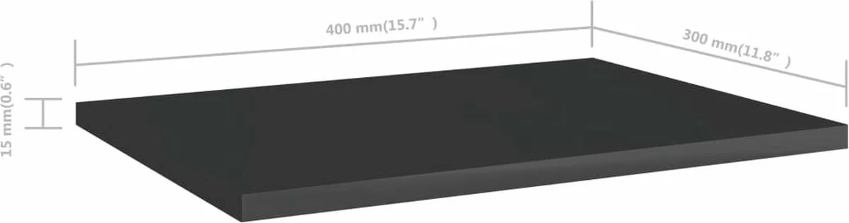 Furniture Limited - Wandschappen 8 St 40x30x1,5 Cm Spaanplaat Hoogglans Zwart - Afbeelding 3