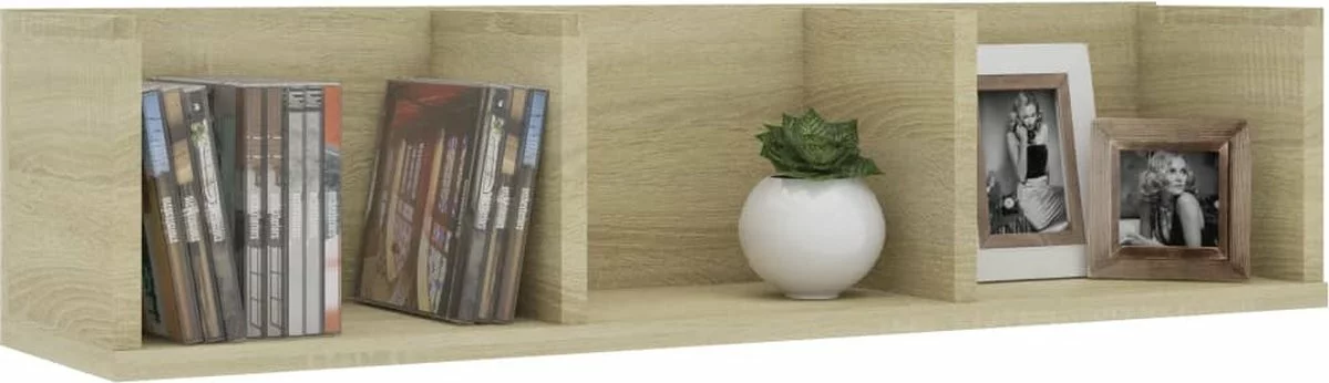 Furniture Limited - Cd-wandschap 75x18x18 Cm Bewerkt Hout Sonoma Eikenkleurig - Afbeelding 5