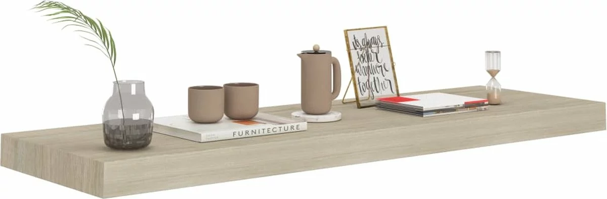 Furniture Limited - Wandschappen Zwevend 2 St 80x23,5x3,8 Cm MDF Eikenkleurig - Afbeelding 6