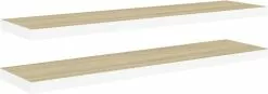 Furniture Limited - Wandschappen Zwevend 2 St 90x23,5x3,8 Cm MDF Eikenkleurig Wit