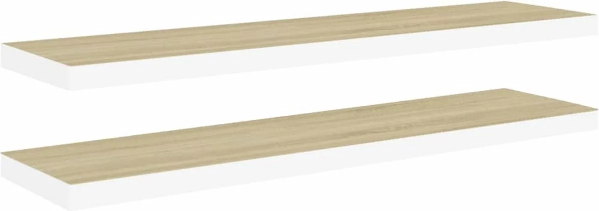 Furniture Limited - Wandschappen Zwevend 2 St 90x23,5x3,8 Cm MDF Eikenkleurig Wit