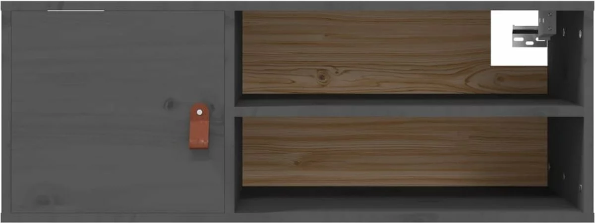 Furniture Limited - Wandkast 80x30x30 Cm Massief Grenenhout Grijs - Afbeelding 3