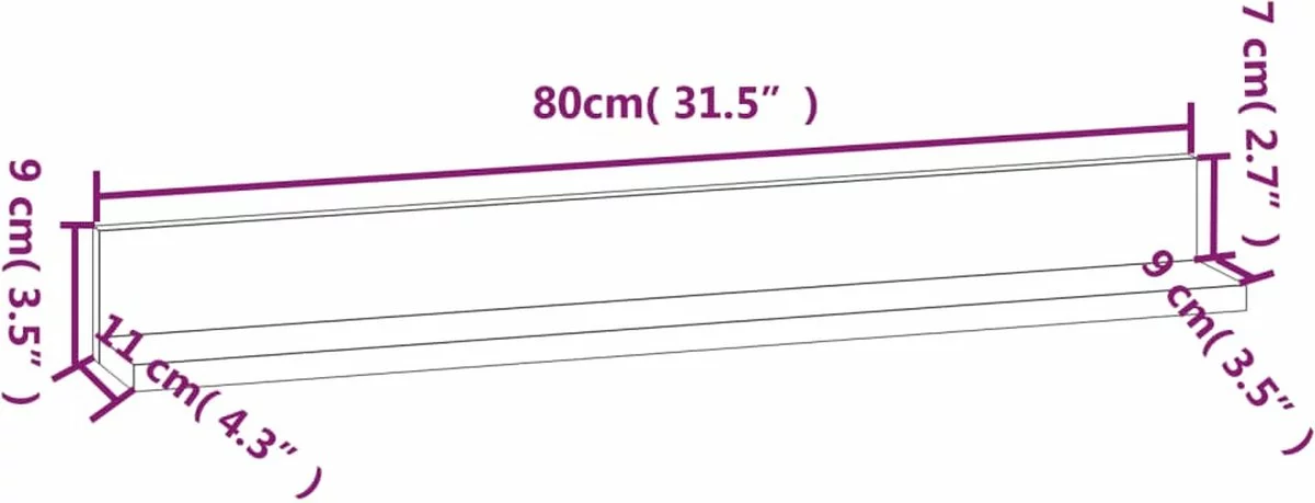 Furniture Limited - Wandkasten 2 St 80x11x9 Cm Massief Grenenhout Wit - Afbeelding 3