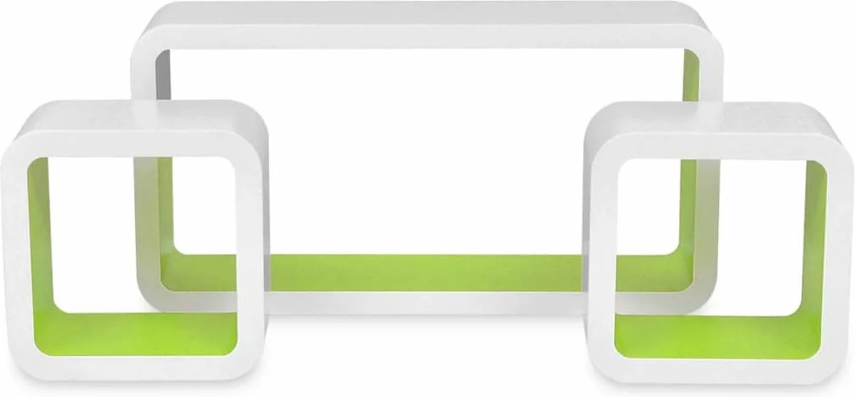 Furniture Limited - Wandplanken Kubus 6 St Wit En Groen - Afbeelding 6