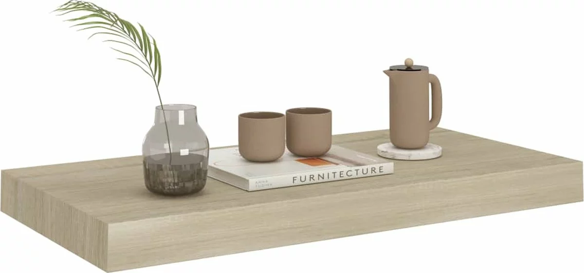 Furniture Limited - Wandschappen Zwevend 4 St 50x23x3,8 Cm MDF Eikenkleurig - Afbeelding 3