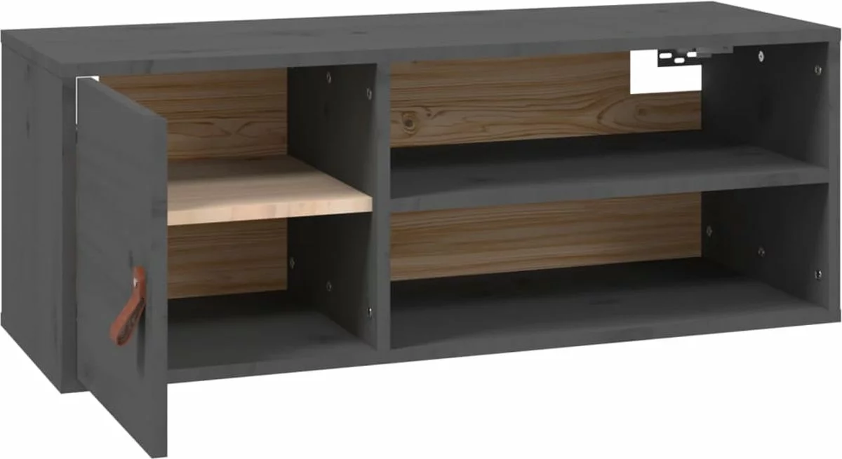 Furniture Limited - Wandkast 80x30x30 Cm Massief Grenenhout Grijs