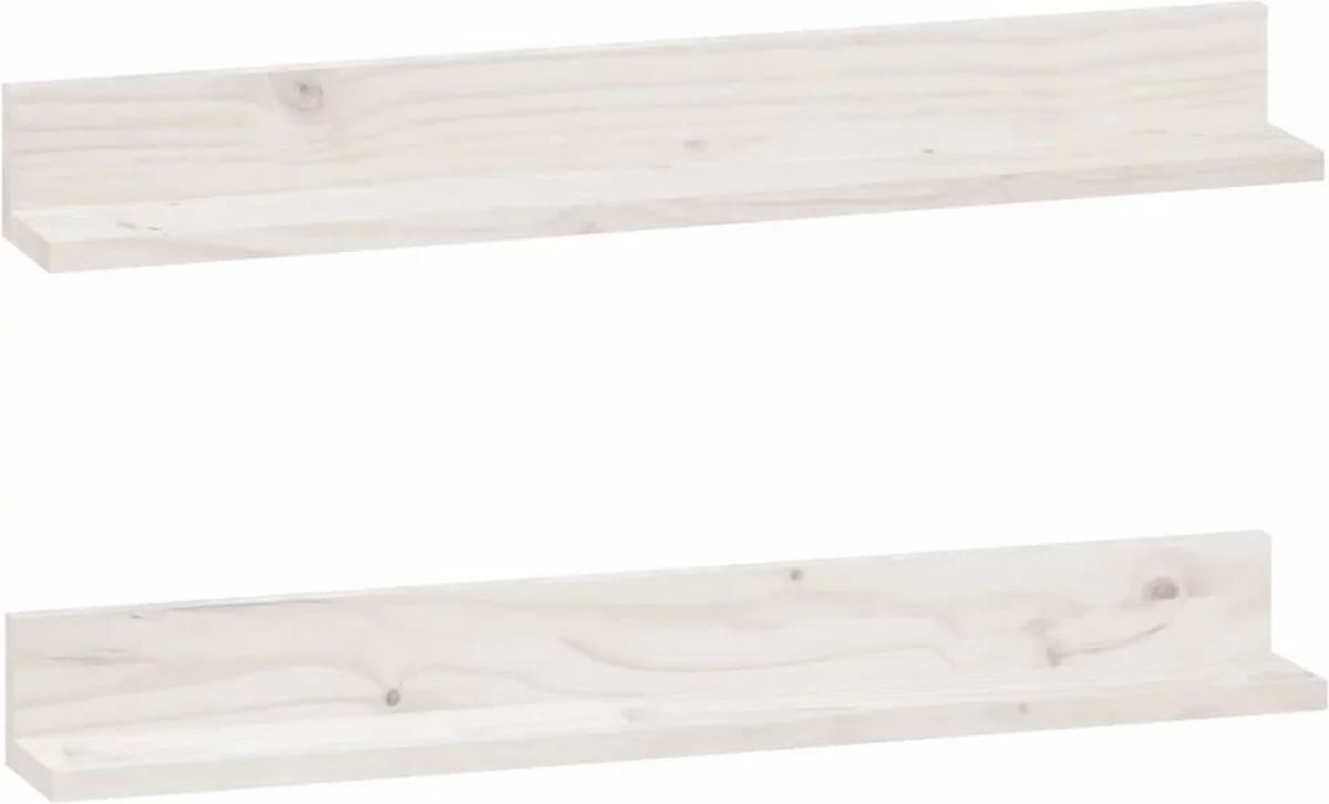 Furniture Limited - Wandkasten 2 St 80x11x9 Cm Massief Grenenhout Wit - Afbeelding 8