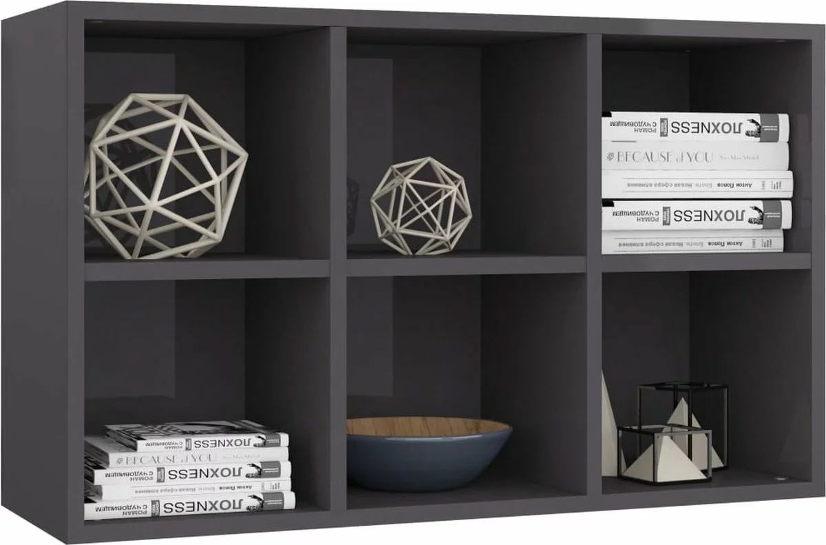 Furniture Limited - Boekenkast/dressoir 66x30x97,8 Cm Bewerkt Hout Hoogglans Grijs - Afbeelding 3