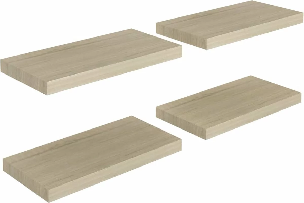 Furniture Limited - Wandschappen Zwevend 4 St 50x23x3,8 Cm MDF Eikenkleurig - Afbeelding 2