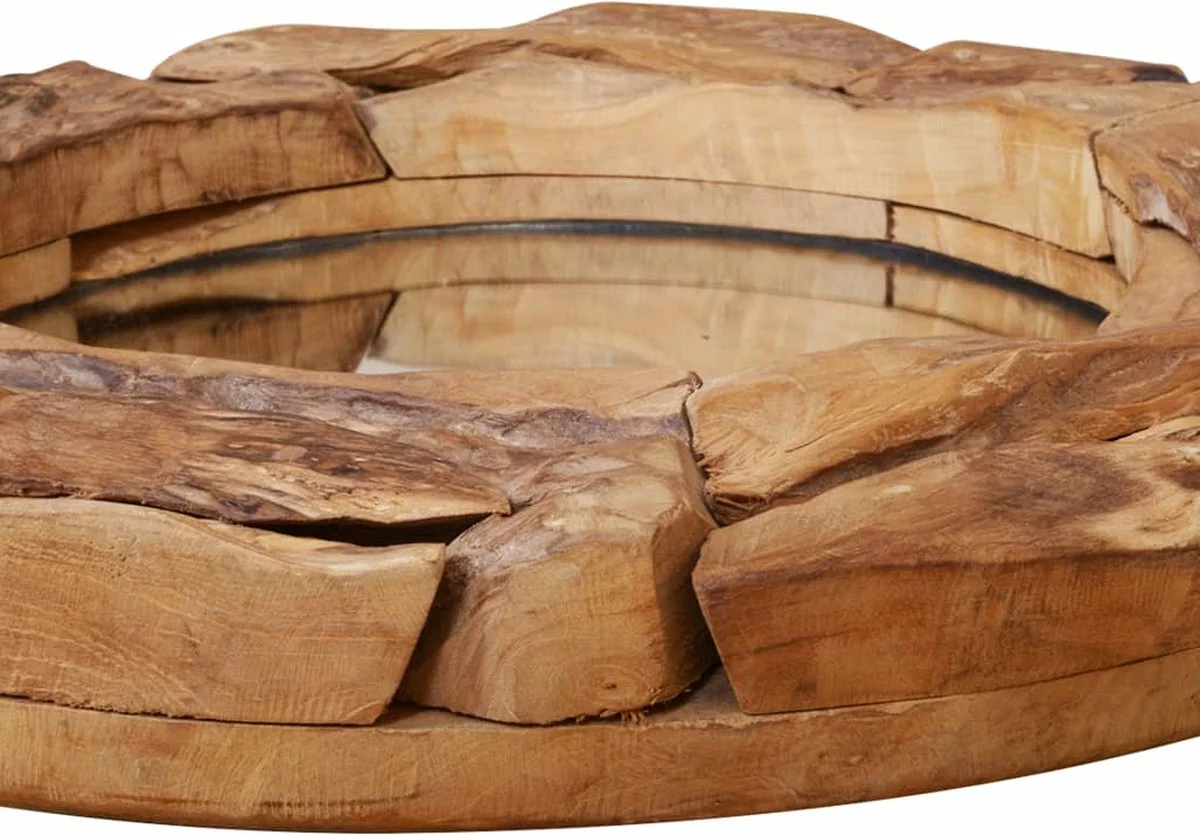 Furniture Limited - Decoratieve Spiegel Rond 80 Cm Teakhout - Afbeelding 3