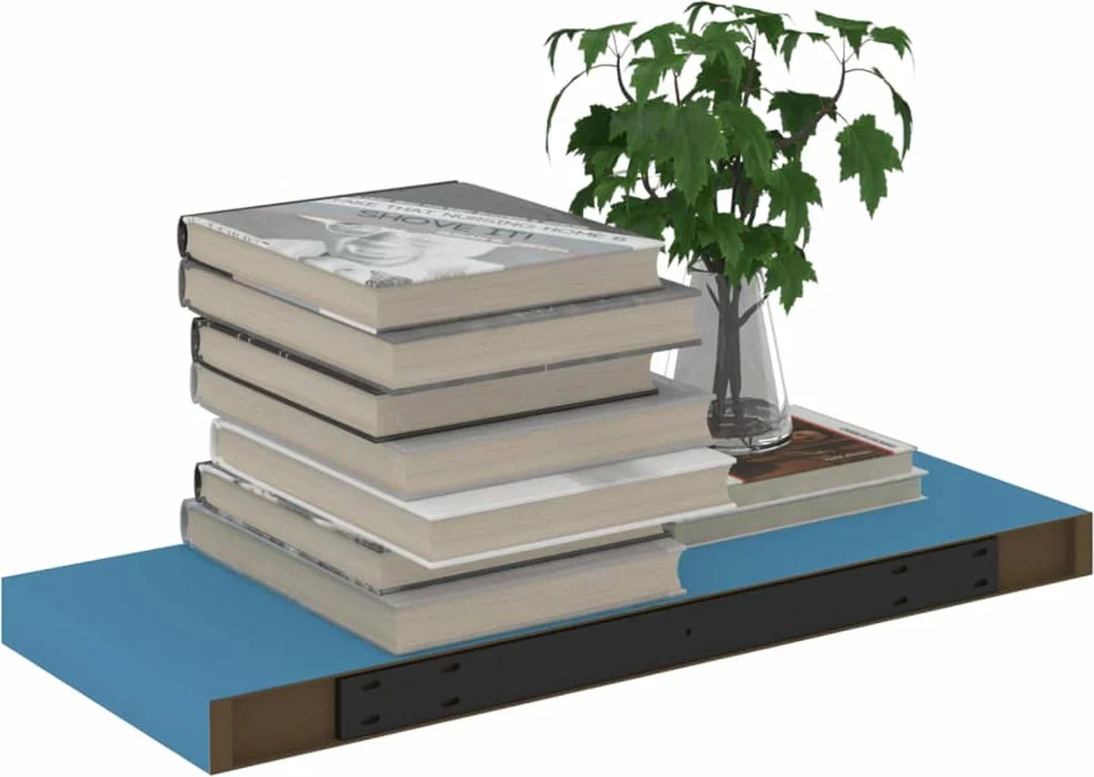 Furniture Limited - Wandschap Zwevend 60x23,5x3,8 Cm MDF Blauw - Afbeelding 4