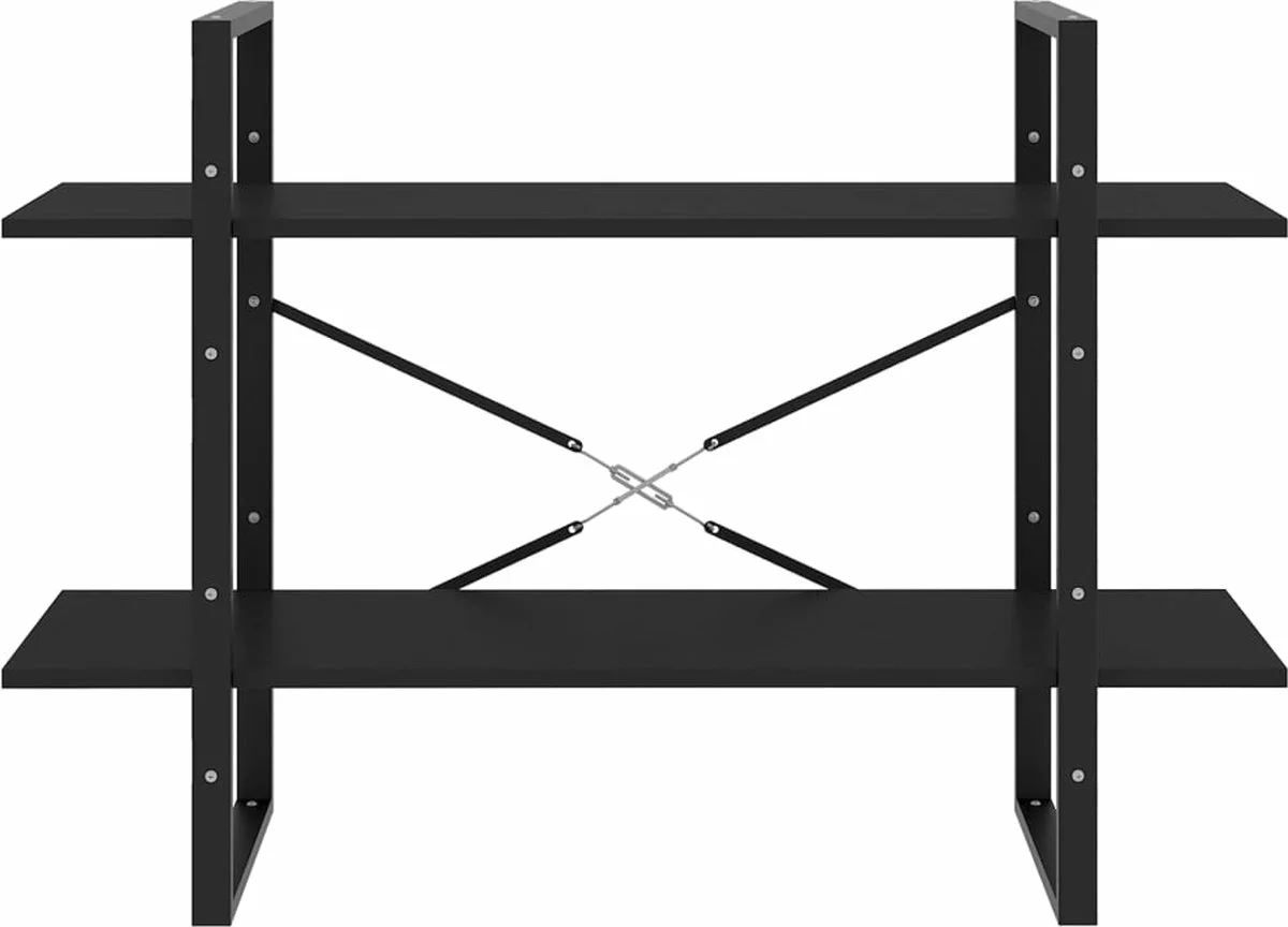 Furniture Limited - Boekenkast Met 2 Schappen 100x30x70 Cm Spaanplaat Zwart - Afbeelding 7