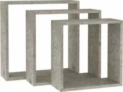 Furniture Limited - Wandschappen Kubus 3 St Betongrijs