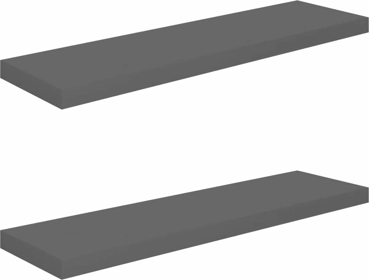 Furniture Limited - Wandschappen Zwevend 2 St 90x23,5x3,8 Cm MDF Hoogglans Grijs