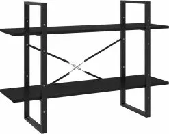 Furniture Limited - Boekenkast Met 2 Schappen 100x30x70 Cm Massief Grenenhout Zwart