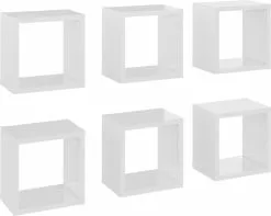 Furniture Limited - Wandschappen Kubus 6 St 22x15x22 Cm Hoogglans Wit