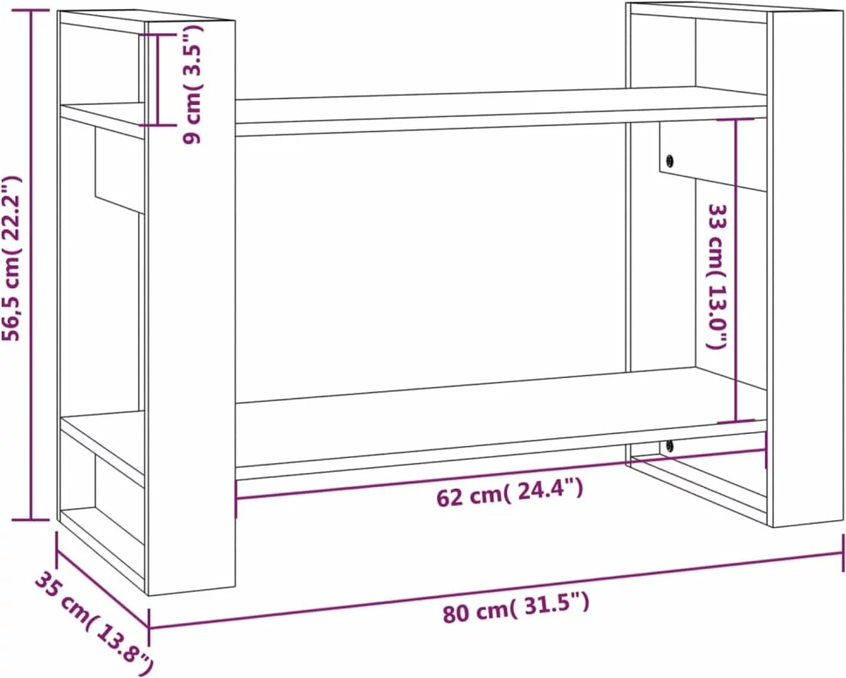 Furniture Limited - Boekenkast/kamerscherm 80x35x56,5 Cm Massief Grenenhout - Afbeelding 5