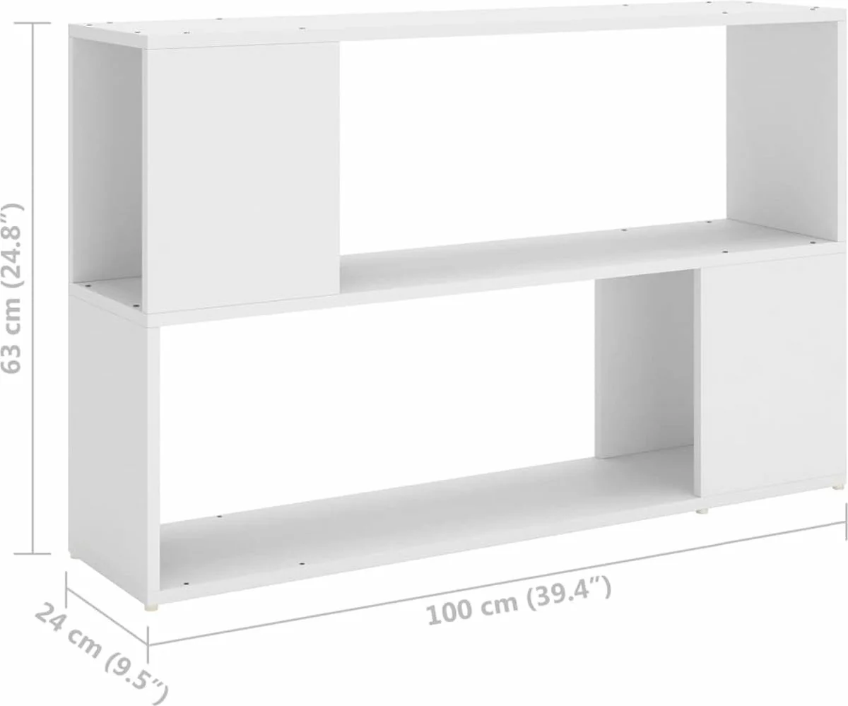Furniture Limited - Boekenkast 100x24x63 Cm Bewerkt Hout Wit - Afbeelding 7