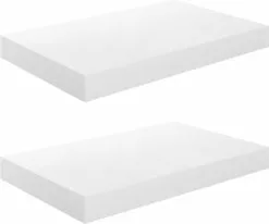 Furniture Limited - Wandschappen Zwevend 2 St 40x23x3,8 Cm MDF Hoogglans Wit