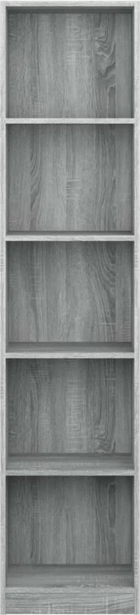 Furniture Limited - Boekenkast 40x24x175 Cm Bewerkt Hout Grijs Sonoma Eikenkleurig - Afbeelding 3