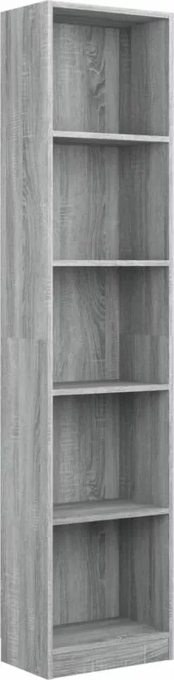 Furniture Limited - Boekenkast 40x24x175 Cm Bewerkt Hout Grijs Sonoma Eikenkleurig