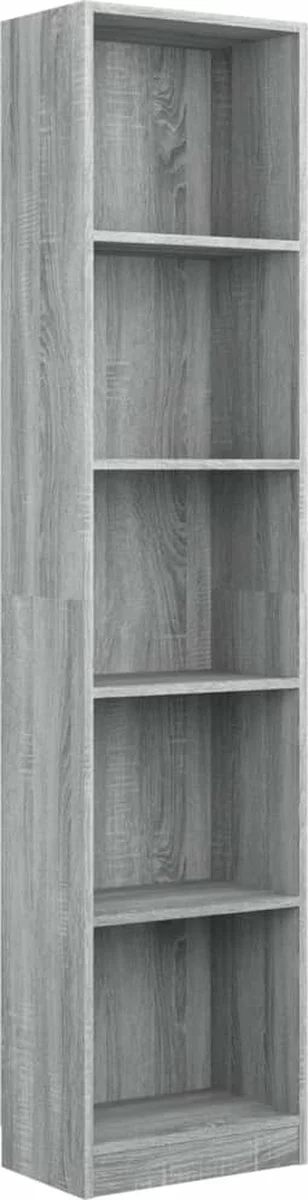 Furniture Limited - Boekenkast 40x24x175 Cm Bewerkt Hout Grijs Sonoma Eikenkleurig