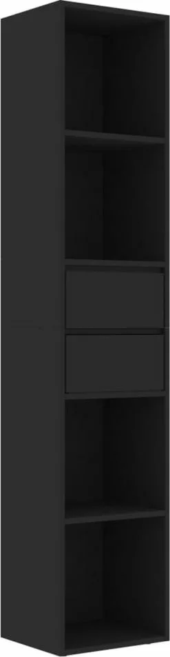 Furniture Limited - Boekenkast 36x30x171 Cm Spaanplaat Zwart