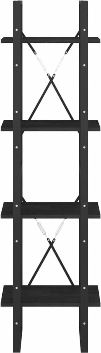 Furniture Limited - Boekenkast Met 4 Schappen 40x30x140 Cm Massief Grenenhout Zwart - Afbeelding 8