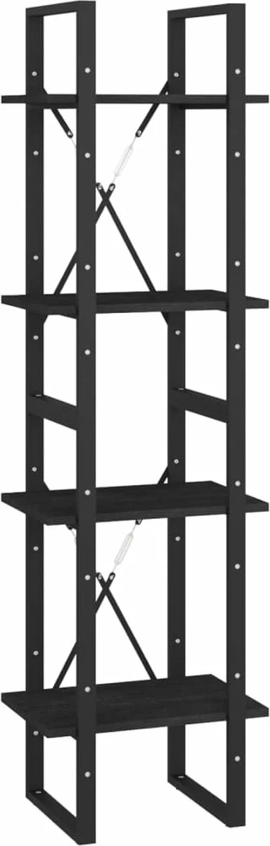 Furniture Limited - Boekenkast Met 4 Schappen 40x30x140 Cm Massief Grenenhout Zwart