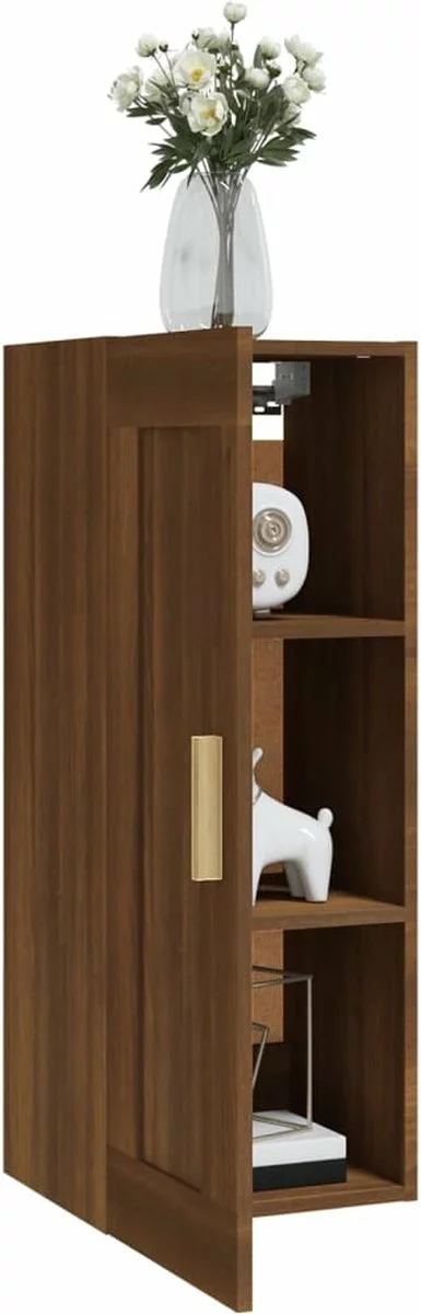 Furniture Limited - Wandkast 35x34x90 Cm Bewerkt Hout Bruineikenkleurig - Afbeelding 2