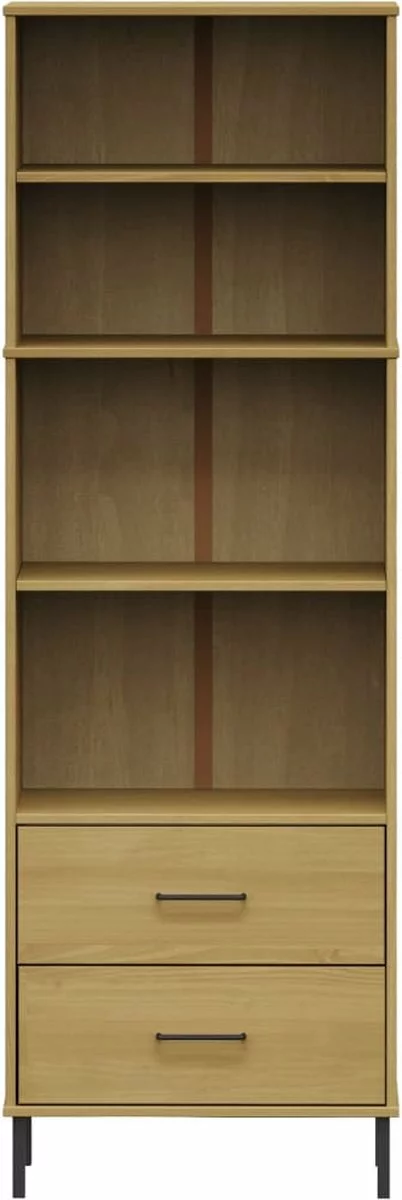 Furniture Limited - Boekenkast Met 2 Lades OSLO 60x35x180 Cm Massief Hout Bruin - Afbeelding 4