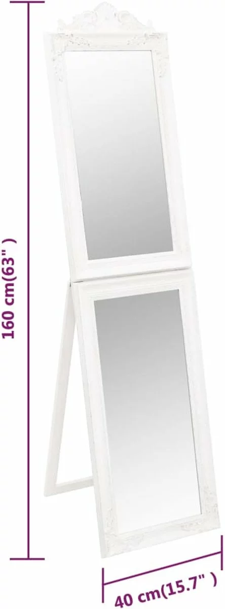 Furniture Limited - Spiegel Vrijstaand 40x160 Cm Wit - Afbeelding 2