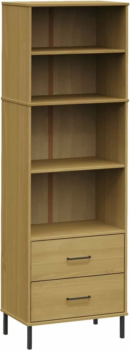 Furniture Limited - Boekenkast Met 2 Lades OSLO 60x35x180 Cm Massief Hout Bruin - Afbeelding 9