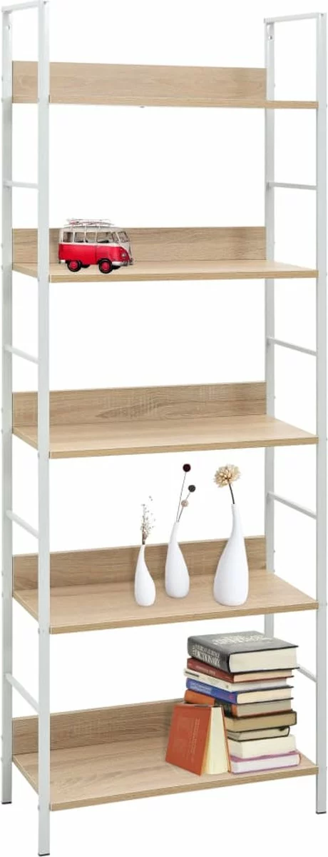 Furniture Limited - Boekenkast 5 Schappen 60x27,6x158,5 Cm Spaanplaat Eikenkleurig - Afbeelding 7