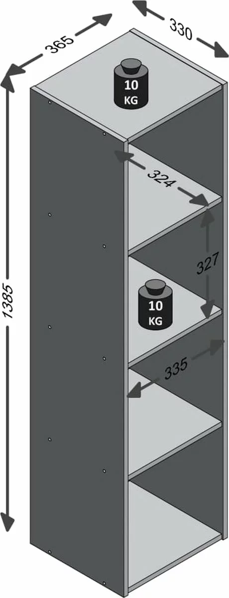 Furniture Limited - Staande Kast Met 4 Vakken Eikenkleurig - Afbeelding 3