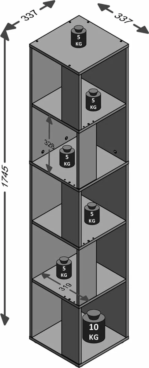 Furniture Limited - Hoekkast Met 10 Zijvakken Wit - Afbeelding 3