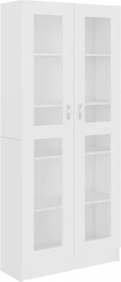 Furniture Limited - Vitrinekast 82,5x30,5x185,5 Cm Spaanplaat Wit