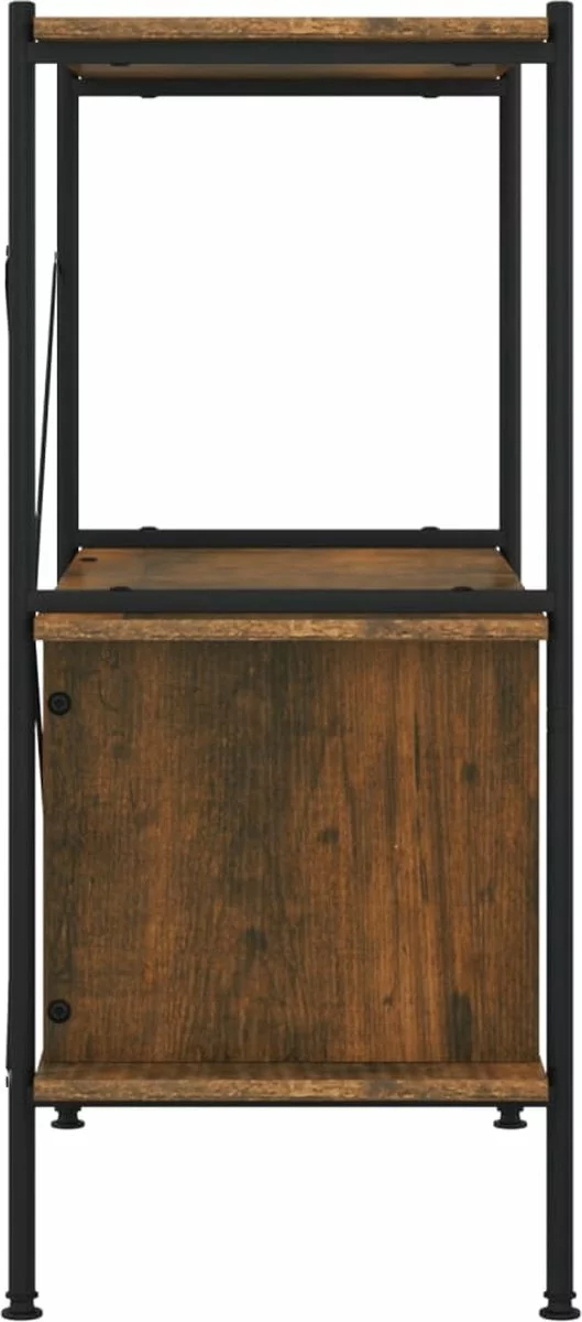 Furniture Limited - Opbergrek 3-laags Met Kast 80x40x92 Cm Staal En Bewerkt Hout - Afbeelding 3