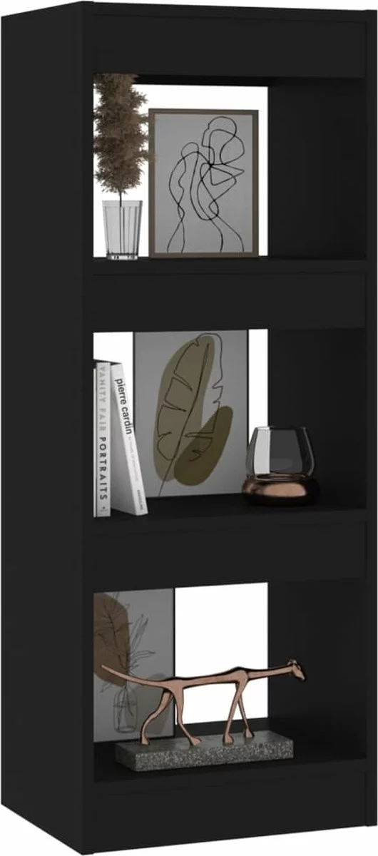 Furniture Limited - Boekenkast/kamerscherm 40x30x103 Cm Spaanplaat Zwart - Afbeelding 5