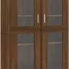 Furniture Limited - Vitrinekast 82,5x30,5x185,5 Cm Bewerkt Hout Bruineikenkleurig