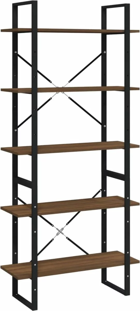 Furniture Limited - Boekenkast 80x30x175 Cm Bewerkt Hout Bruineiken