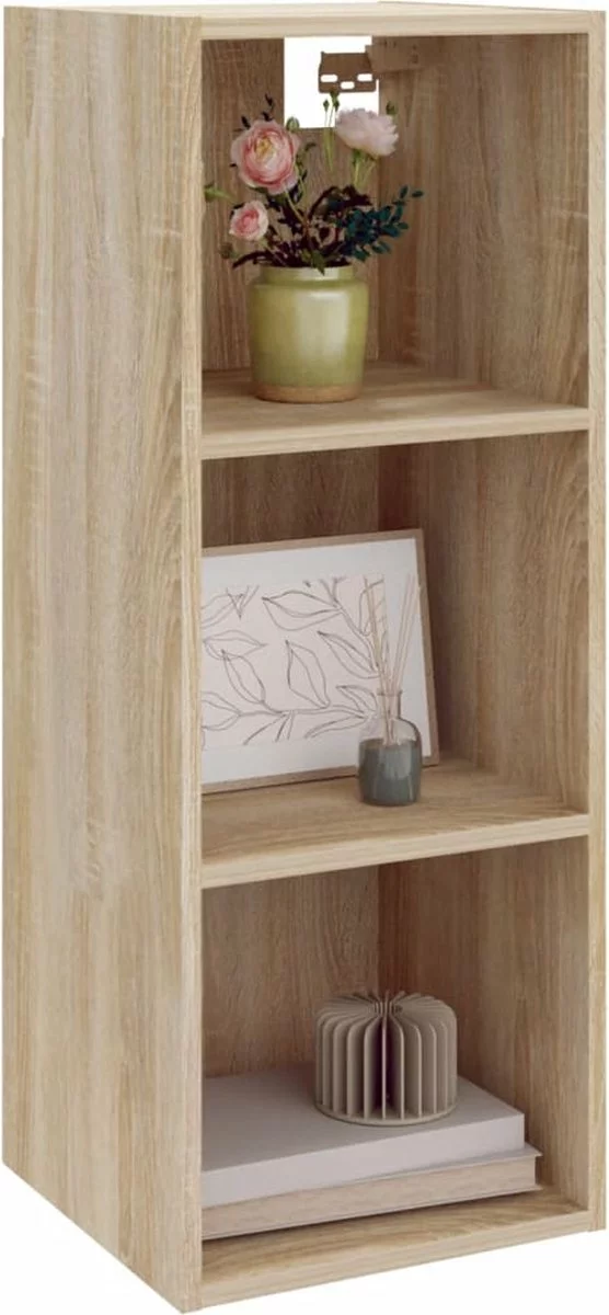 Furniture Limited - Wandkast 34,5x32,5x90 Cm Bewerkt Hout Sonoma Eikenkleurig - Afbeelding 8
