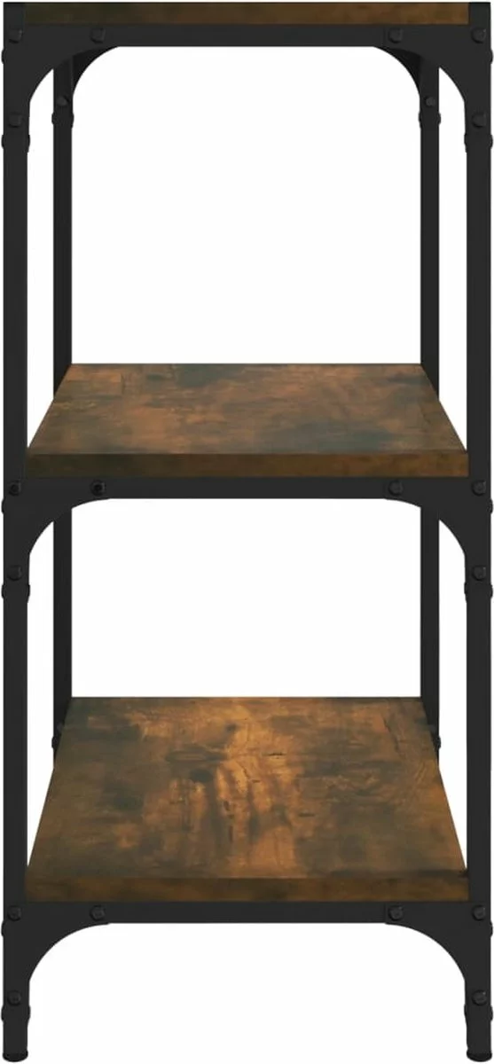 Furniture Limited - Boekenkast 40x33x70,5 Cm Bewerkt Hout En Staal Gerookt Eiken - Afbeelding 3