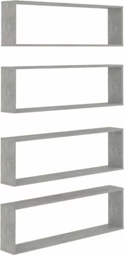 Furniture Limited - Wandschappen Kubus 4 St 100x15x30 Cm Spaanplaat Betongrijs