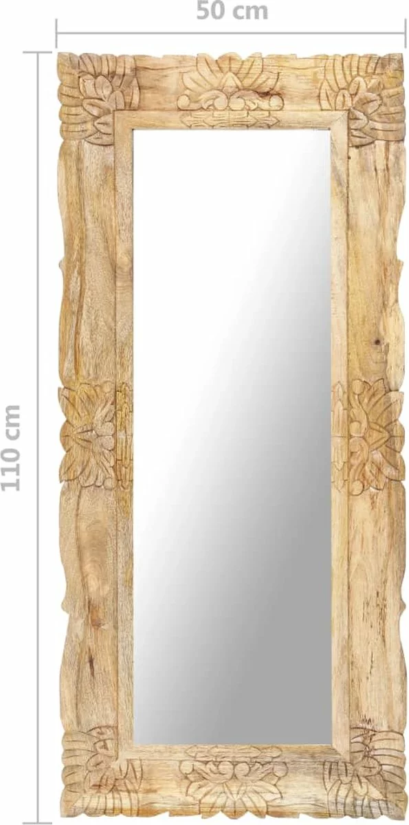 Furniture Limited - Spiegel 110x50 Cm Massief Mangohout - Afbeelding 6