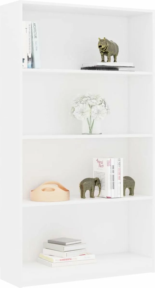 Furniture Limited - Boekenkast Met 4 Schappen 80x24x142 Cm Bewerkt Hout Wit - Afbeelding 4