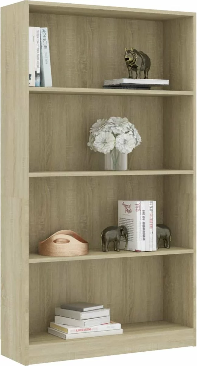 Furniture Limited - Boekenkast Met 4 Schappen 80x24x142 Cm Bewerkt Hout Sonoma Eik - Afbeelding 7