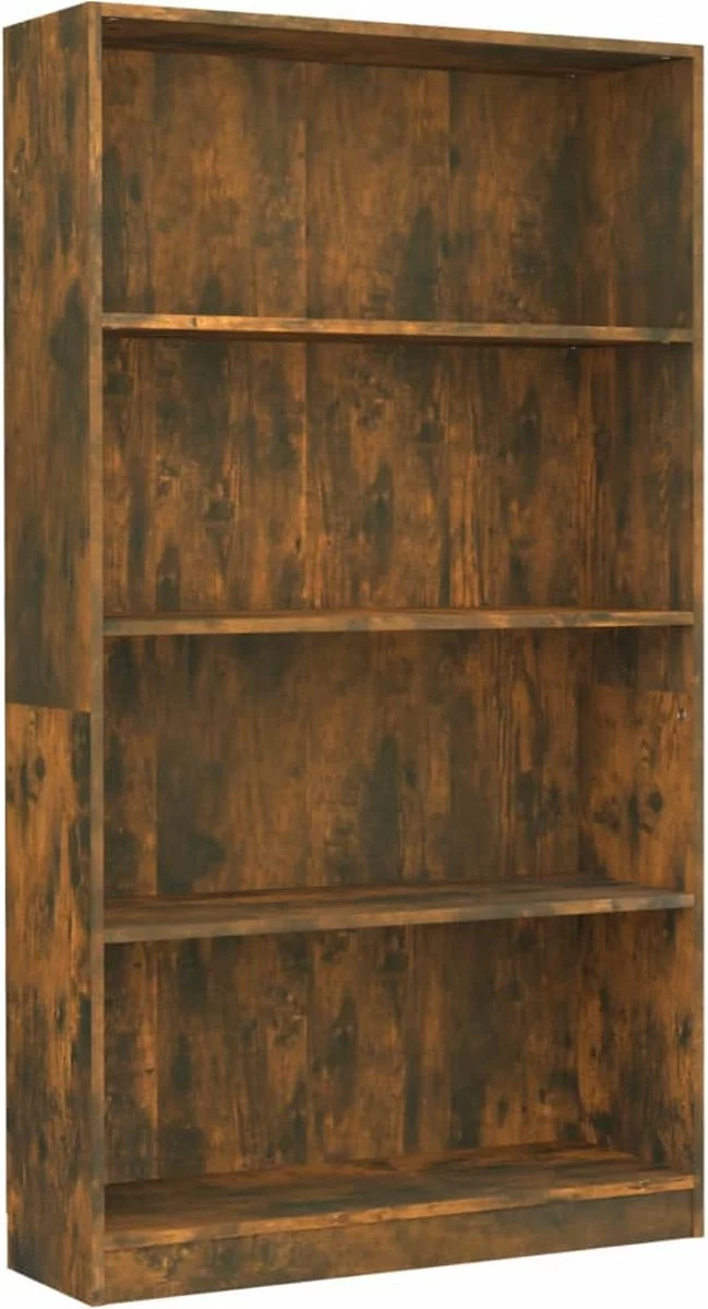 Furniture Limited - Boekenkast 4-laags 80x24x142 Cm Bewerkt Hout Gerookt Eikenkleur