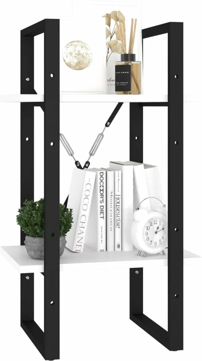 Furniture Limited - Boekenkast Met 2 Schappen 40x30x70 Cm Bewerkt Hout Wit - Afbeelding 4